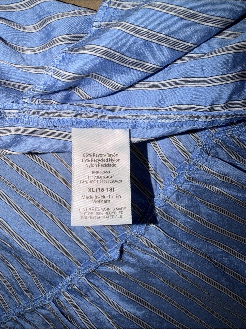 NWT Time and Tru Blue Stripe Tiered Midi Skirt XL 16-18 Boho - Picture 5 of 10